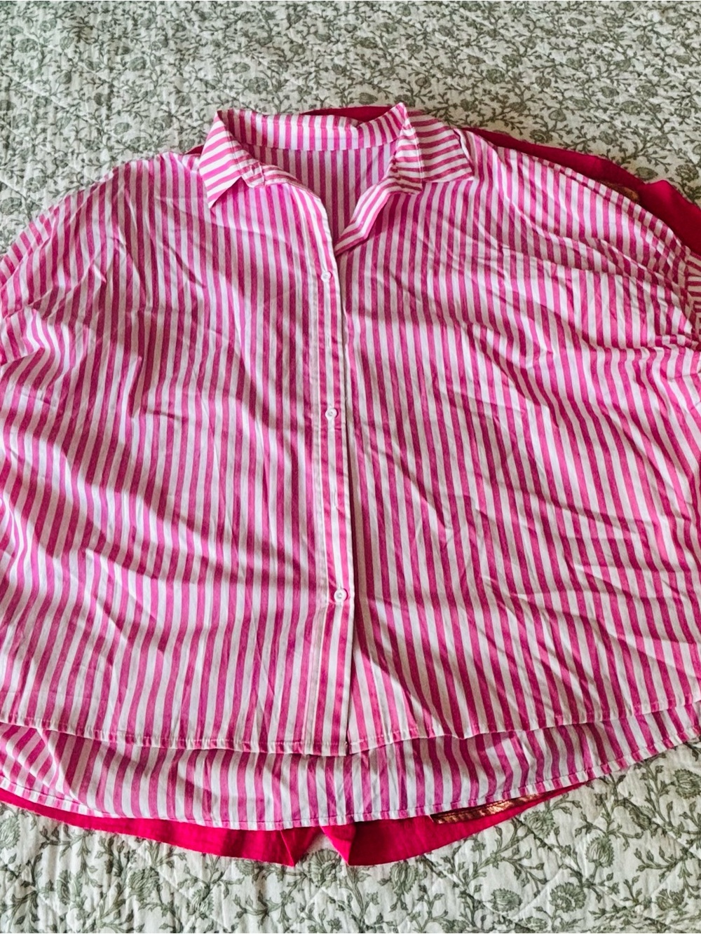 Girls' Pink & White Striped Button-Up Shirt - Lightweight Top